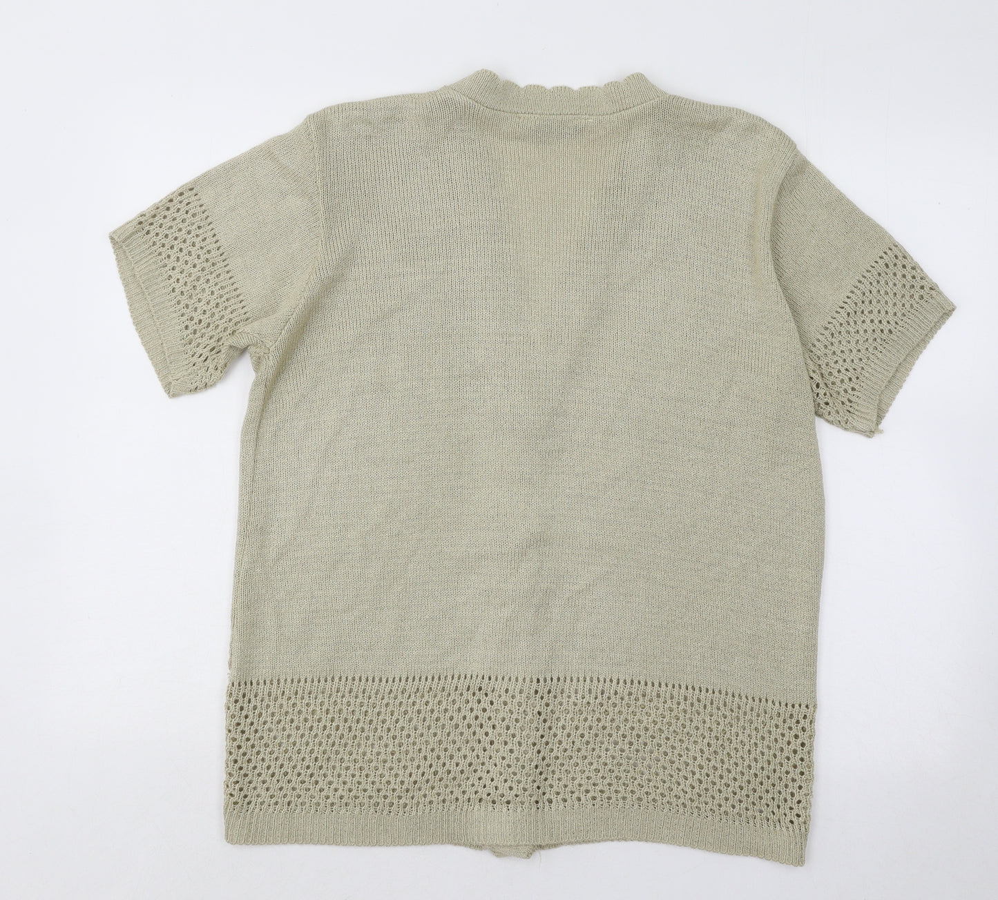 Softwear Womens Gold V-Neck Geometric Acrylic Cardigan Jumper Size L