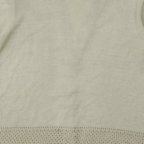 Softwear Womens Gold V-Neck Geometric Acrylic Cardigan Jumper Size L