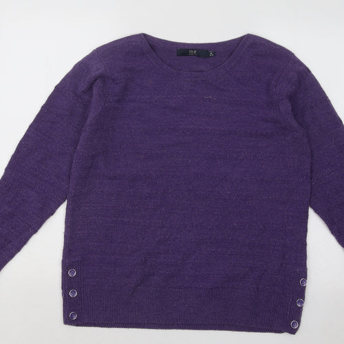 EWM Womens Purple Boat Neck Acrylic Pullover Jumper Size 14