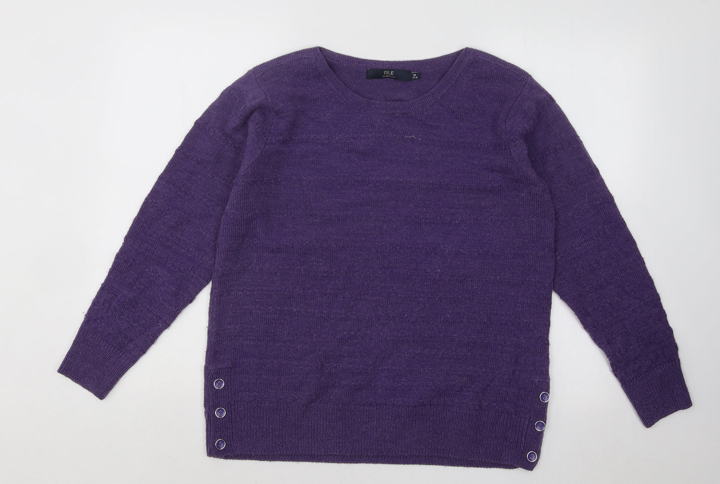 EWM Womens Purple Boat Neck Acrylic Pullover Jumper Size 14