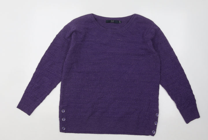 EWM Womens Purple Boat Neck Acrylic Pullover Jumper Size 14