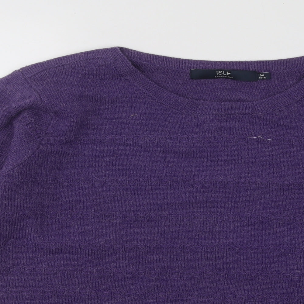 EWM Womens Purple Boat Neck Acrylic Pullover Jumper Size 14