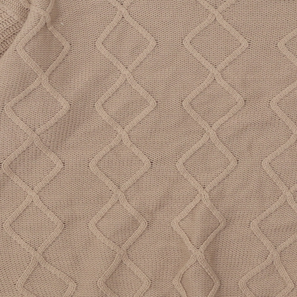 In the Style Womens Brown Mock Neck Geometric Acrylic Pullover Jumper Size 14