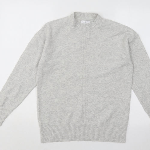 Papaya Womens Grey Mock Neck Polyester Pullover Jumper Size S