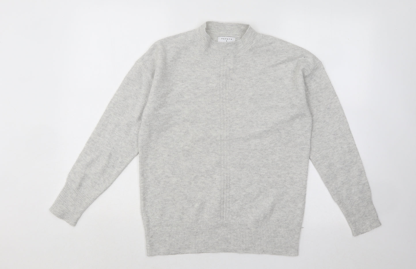 Papaya Womens Grey Mock Neck Polyester Pullover Jumper Size S