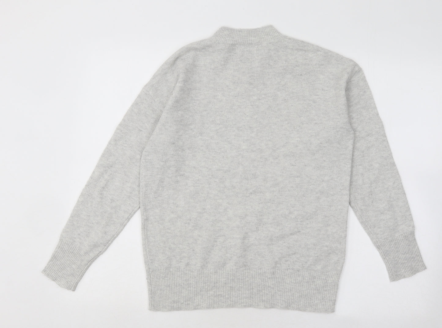 Papaya Womens Grey Mock Neck Polyester Pullover Jumper Size S