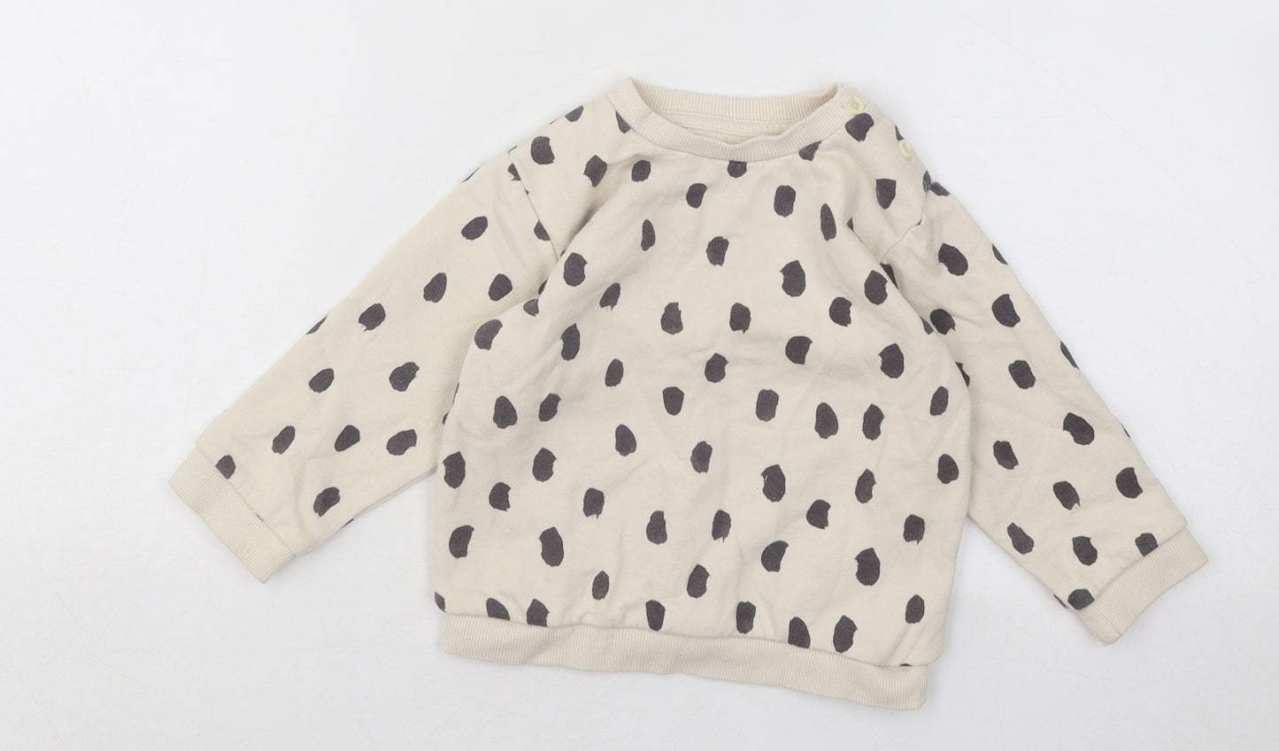 Marks and Spencer Boys Beige Geometric Cotton Pullover Jumper Size 12-18 Months Pullover