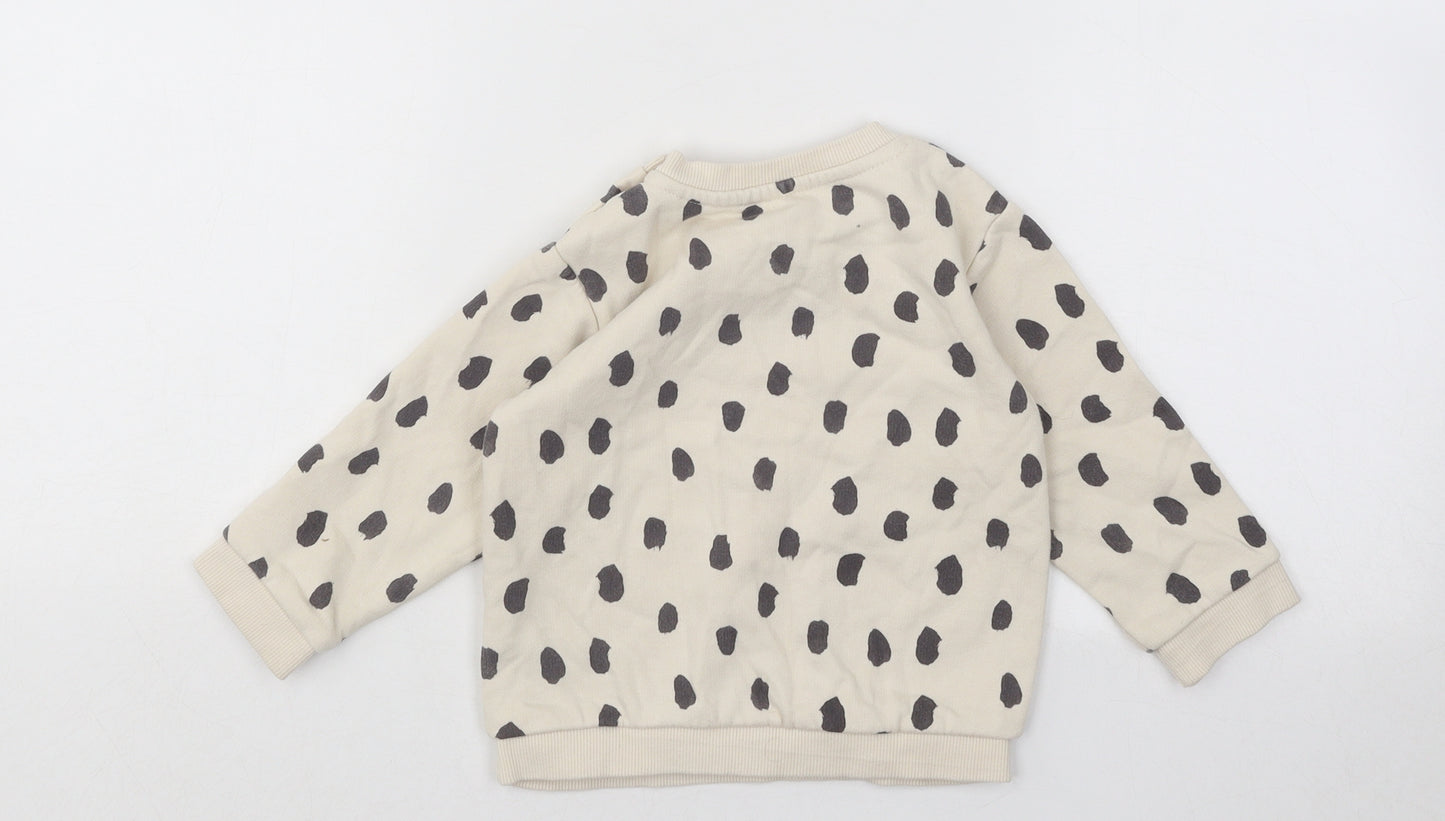 Marks and Spencer Boys Beige Geometric Cotton Pullover Jumper Size 12-18 Months Pullover