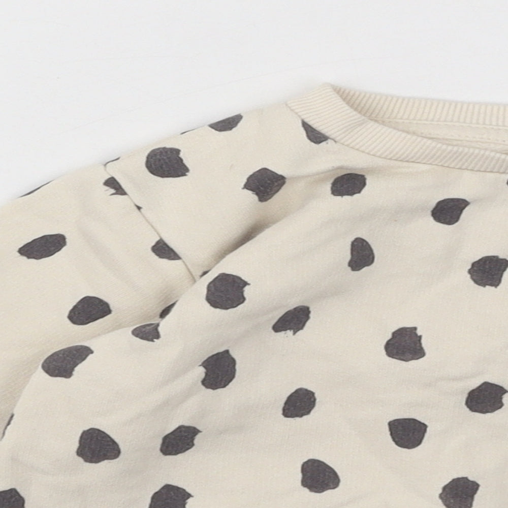 Marks and Spencer Boys Beige Geometric Cotton Pullover Jumper Size 12-18 Months Pullover