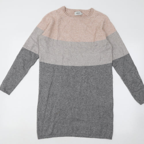 Only Womens Multicoloured Round Neck Acrylic Pullover Jumper Size S