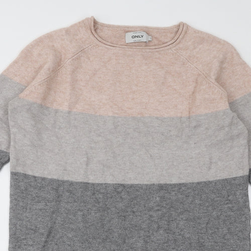 Only Womens Multicoloured Round Neck Acrylic Pullover Jumper Size S