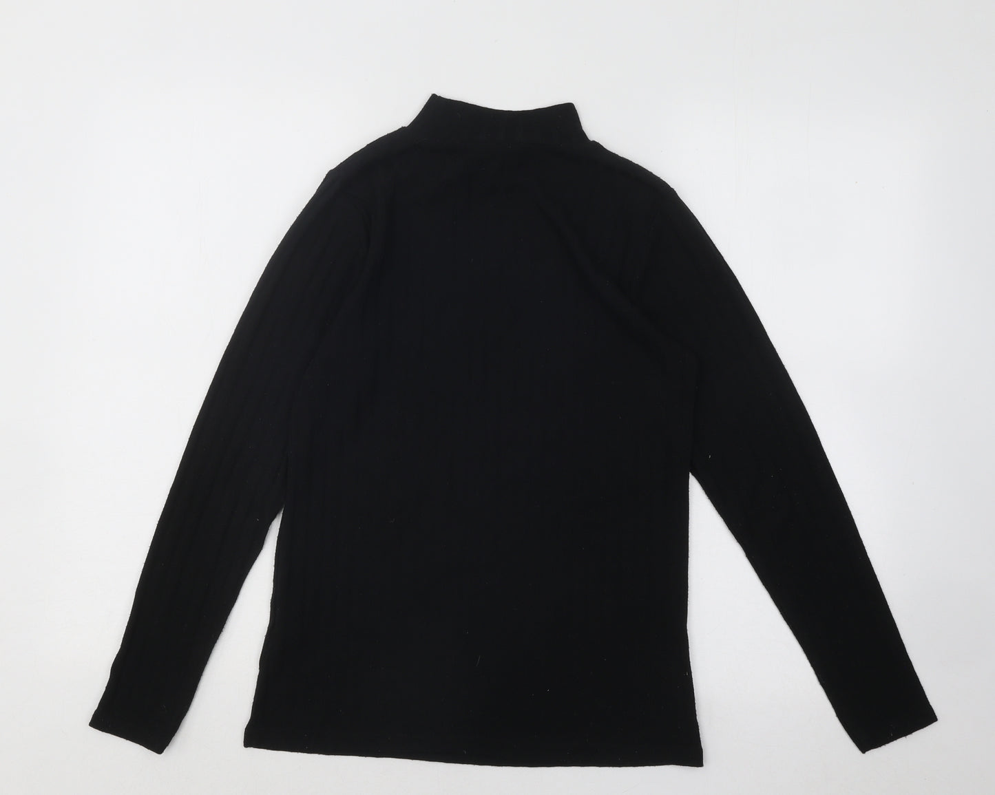 Nutmeg Womens Black Mock Neck Striped Acrylic Pullover Jumper Size 8