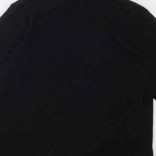 Nutmeg Womens Black Mock Neck Striped Acrylic Pullover Jumper Size 8