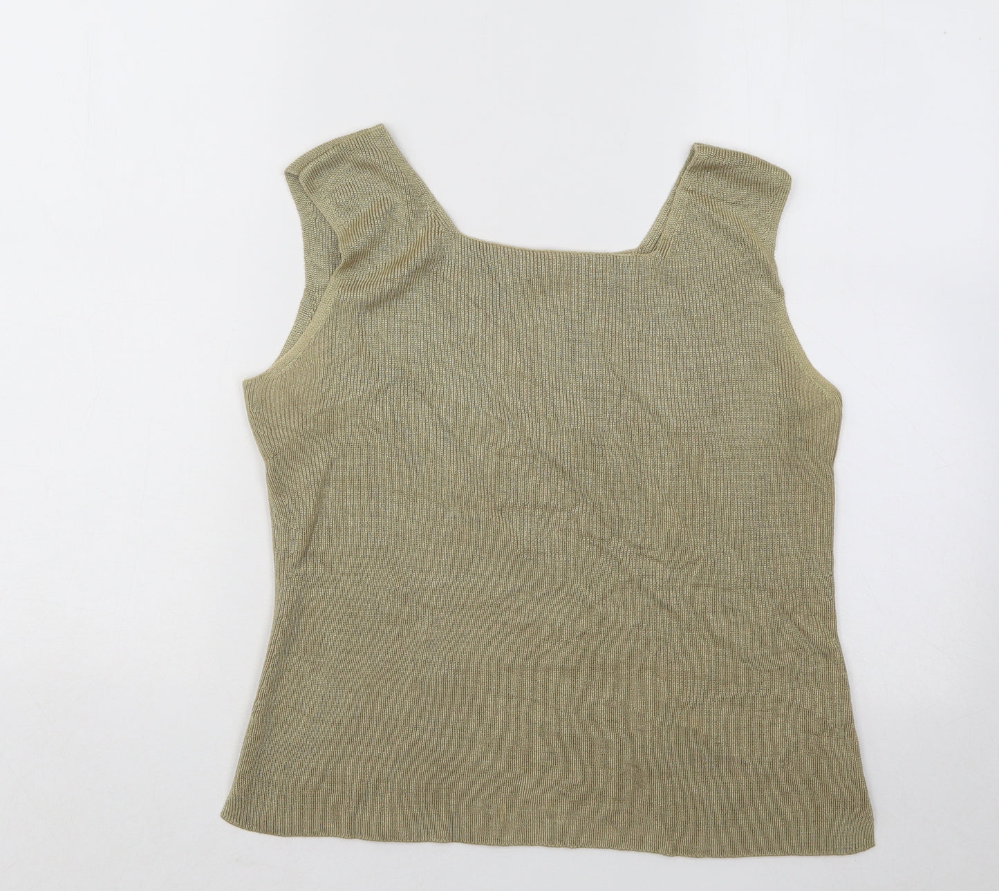 Planet Womens Gold Square Neck Viscose Vest Jumper Size L