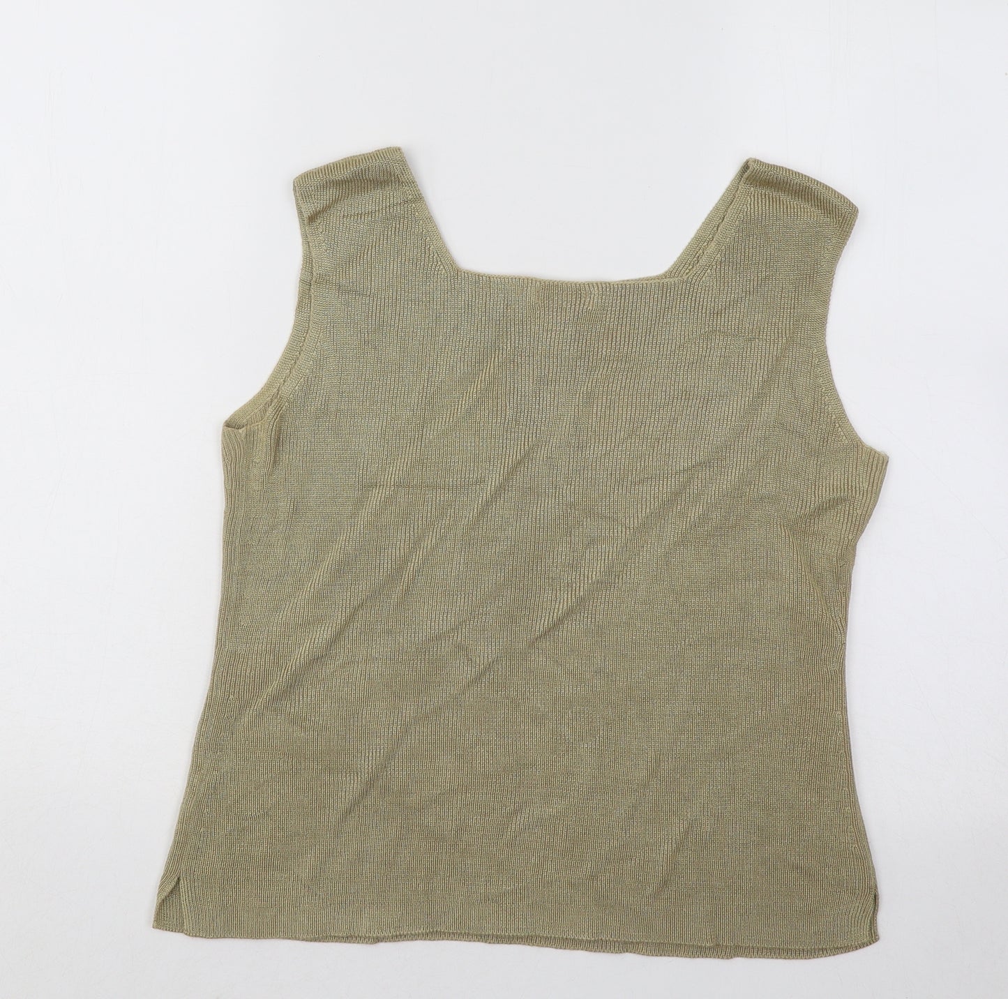 Planet Womens Gold Square Neck Viscose Vest Jumper Size L