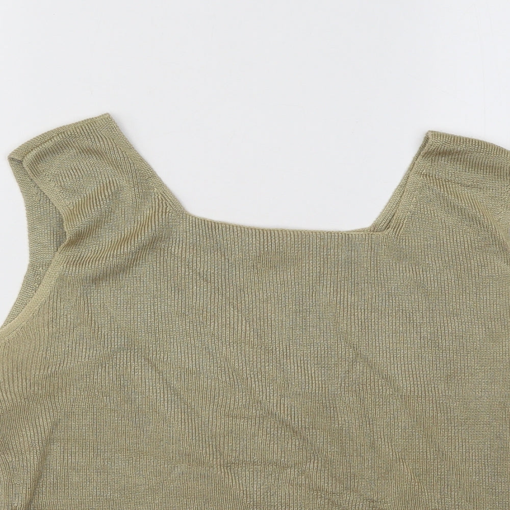 Planet Womens Gold Square Neck Viscose Vest Jumper Size L