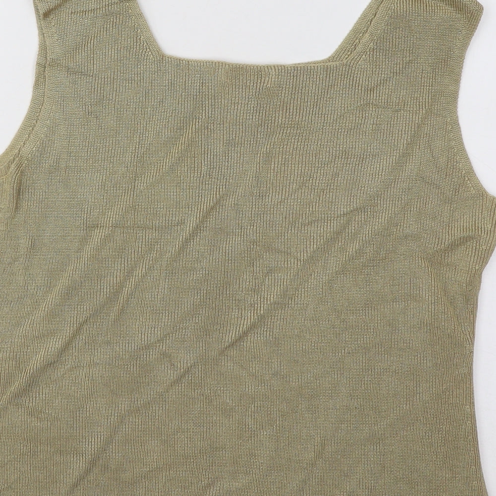 Planet Womens Gold Square Neck Viscose Vest Jumper Size L