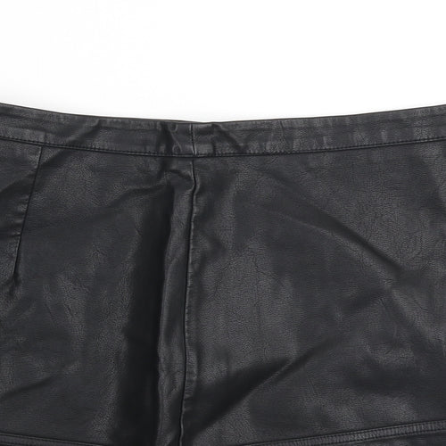 New Look Womens Black Polyethylene A-Line Skirt Size 12 Zip - Pleather