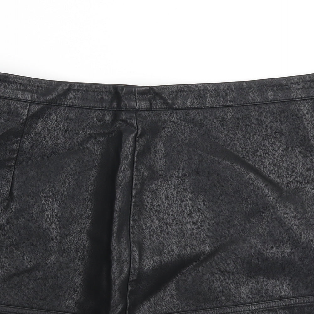 New Look Womens Black Polyethylene A-Line Skirt Size 12 Zip - Pleather