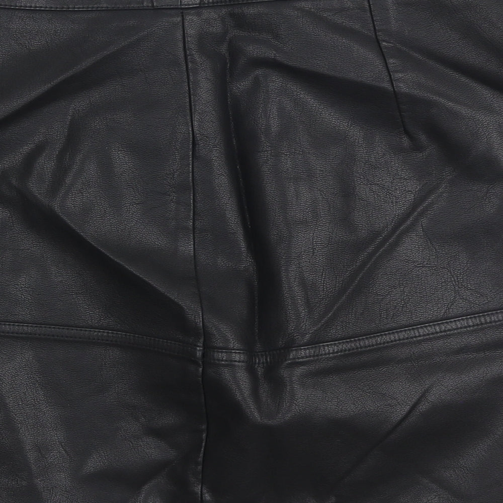 New Look Womens Black Polyethylene A-Line Skirt Size 12 Zip - Pleather