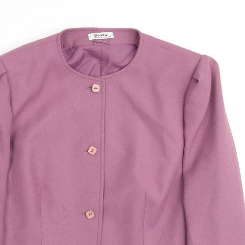 Dereta Womens Pink Polyester Jacket Blazer Size 16