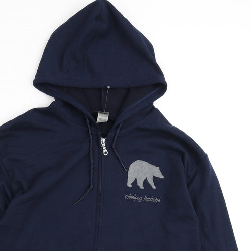 Gildan Mens Blue Polyester Full Zip Hoodie Size M - Harlequin Nature Graphics