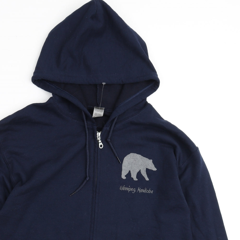 Gildan Mens Blue Polyester Full Zip Hoodie Size M - Harlequin Nature Graphics