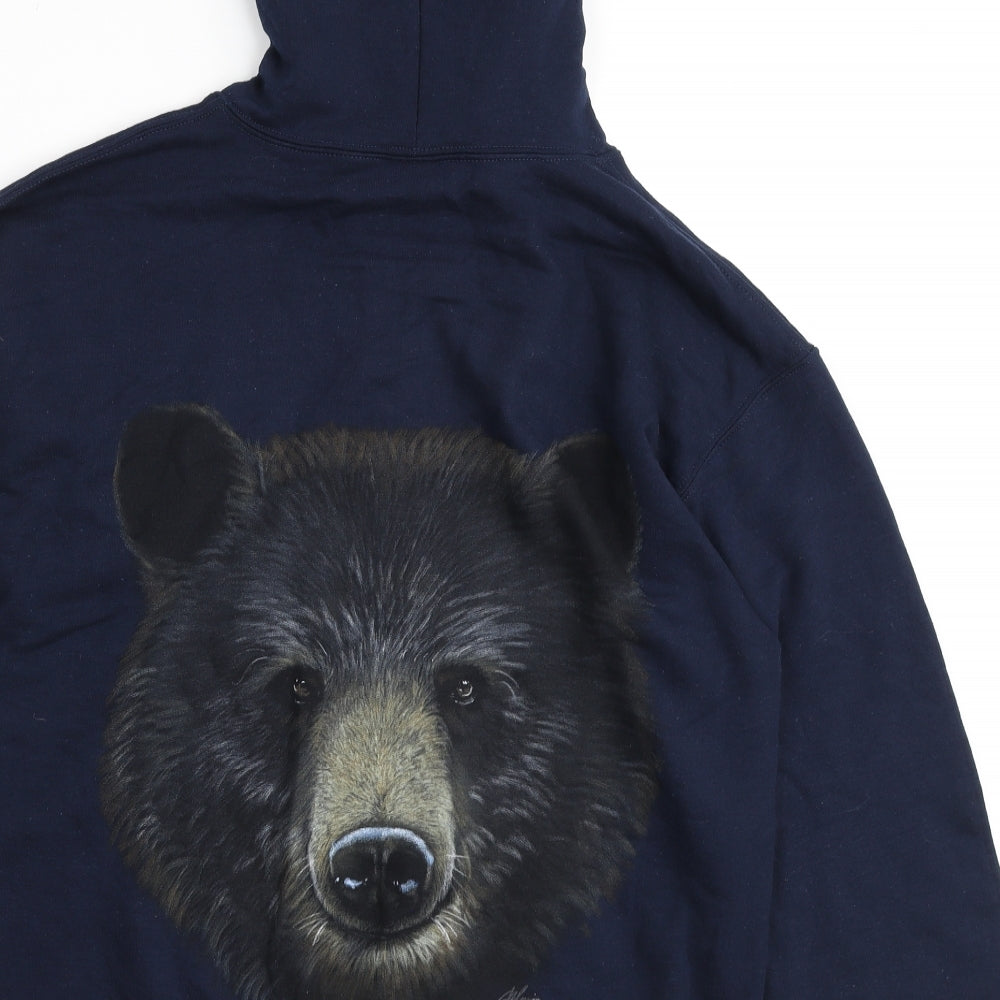 Gildan Mens Blue Polyester Full Zip Hoodie Size M - Harlequin Nature Graphics