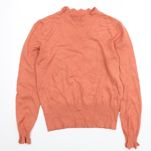 Oasis Womens Orange Mock Neck Viscose Pullover Jumper Size S