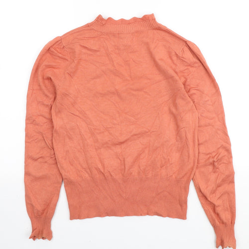 Oasis Womens Orange Mock Neck Viscose Pullover Jumper Size S