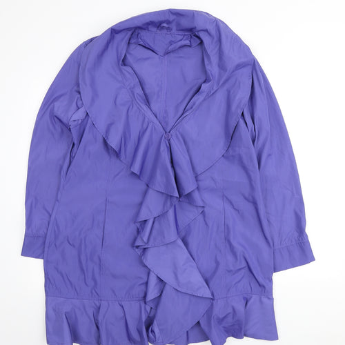 Being Casual Womens Purple Anorak Coat Size 16 Button - Ruffle Front