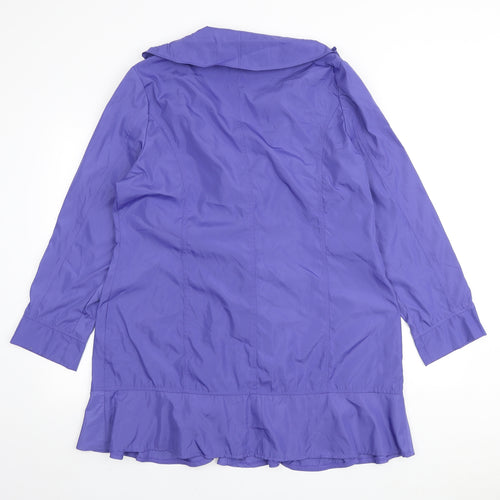 Being Casual Womens Purple Anorak Coat Size 16 Button - Ruffle Front