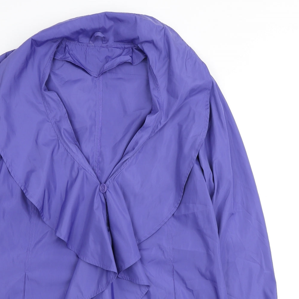 Being Casual Womens Purple Anorak Coat Size 16 Button - Ruffle Front