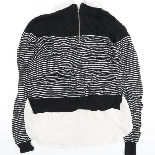 Atmosphere Womens Black Collared Striped Viscose Pullover Jumper Size 10