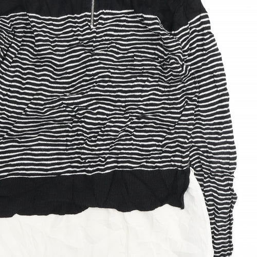 Atmosphere Womens Black Collared Striped Viscose Pullover Jumper Size 10