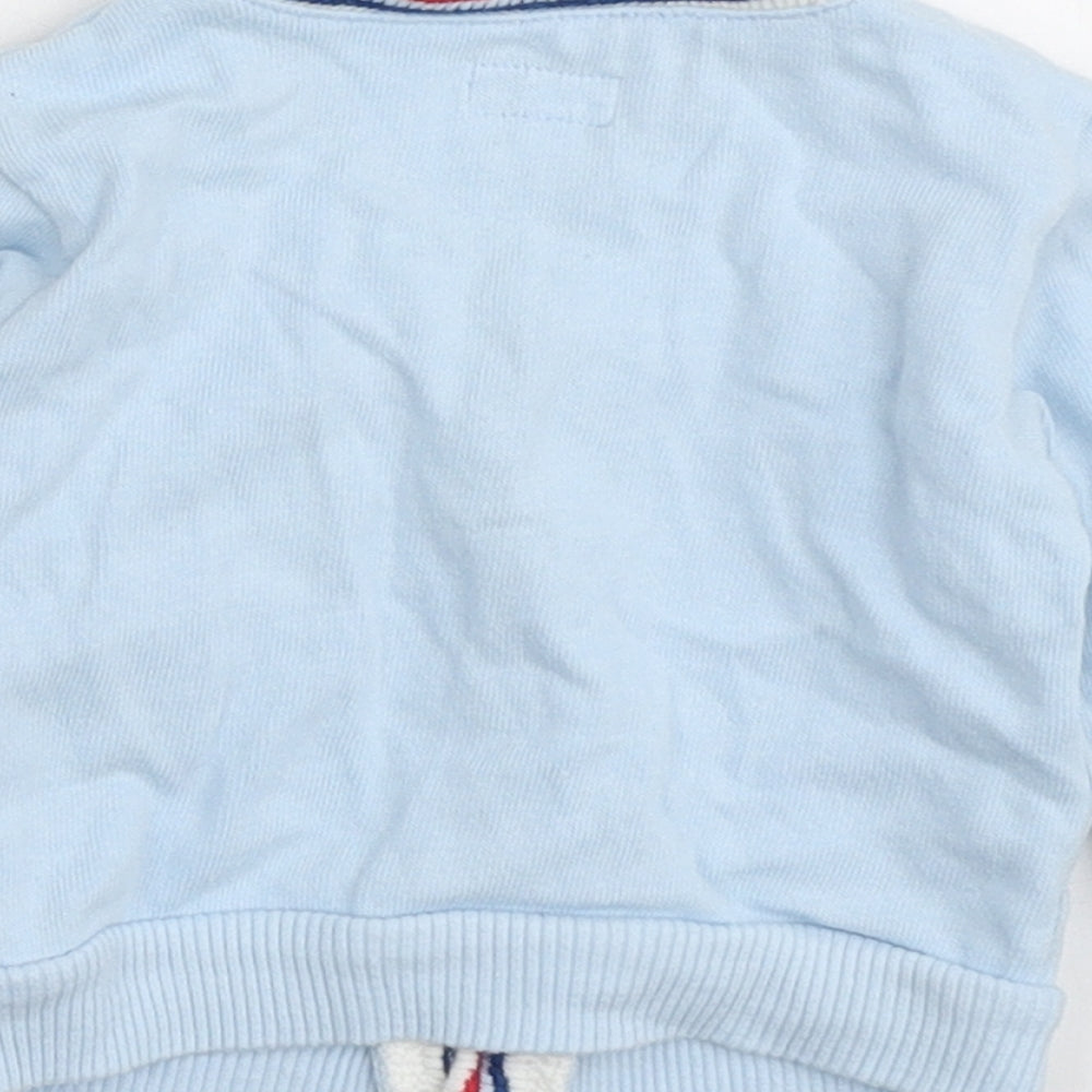 Disney Boys Blue Cotton Cardigan Jumper Size 0-3 Months Button - Mickey Mouse