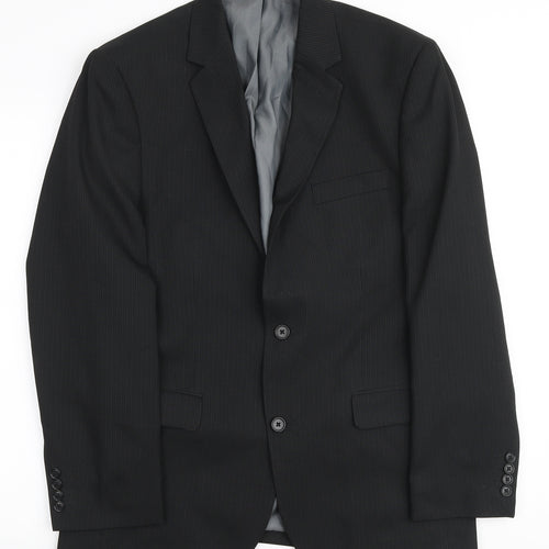 F&F Mens Black Striped Polyester Blazer