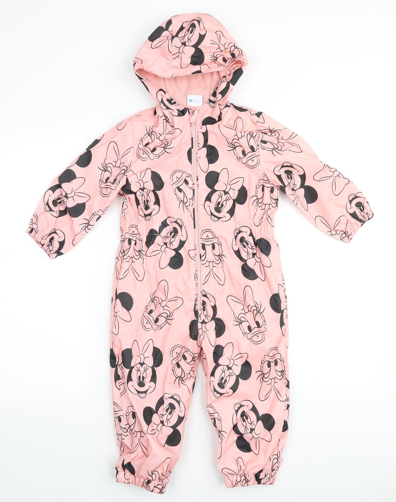 Disney Girls Pink Geometric Basic Coat Snowsuit Size 2-3 Years Zip - Minnie Mouse & Daisy Duck