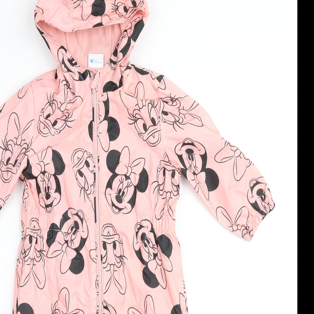 Disney Girls Pink Geometric Basic Coat Snowsuit Size 2-3 Years Zip - Minnie Mouse & Daisy Duck
