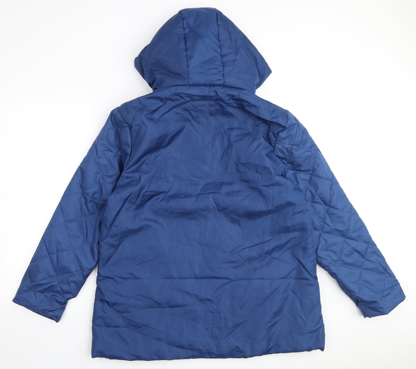 Anne De Lancay Womens Blue Quilted Coat Size M Zip