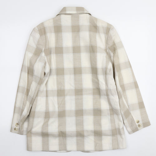 Classic Woman Womens Ivory Plaid Viscose Jacket Blazer Size 12