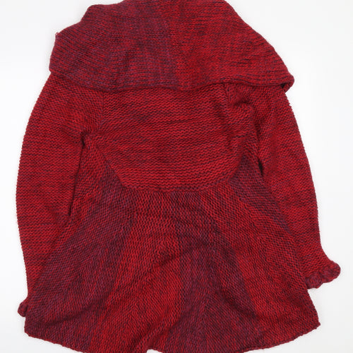 Pincho Poncho Womens Red V-Neck Wool Cardigan Jumper One Size