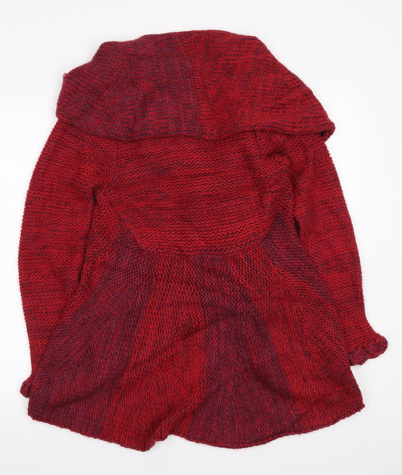 Pincho Poncho Womens Red V-Neck Wool Cardigan Jumper One Size