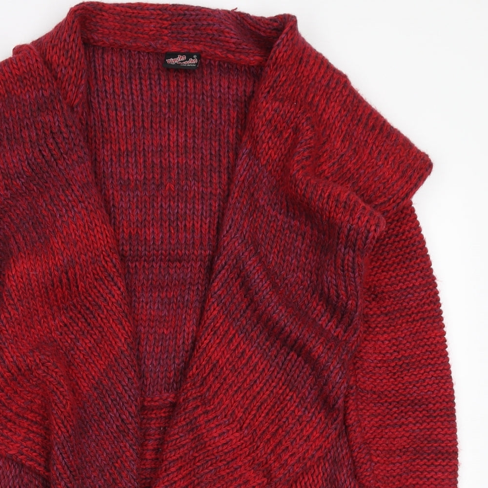 Pincho Poncho Womens Red V-Neck Wool Cardigan Jumper One Size