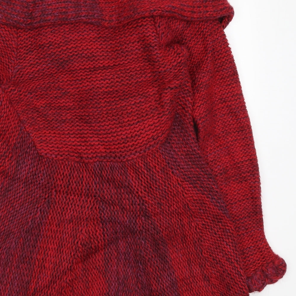 Pincho Poncho Womens Red V-Neck Wool Cardigan Jumper One Size