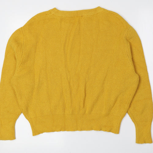 Zara Knit Womens Yellow Crew Neck Viscose Pullover Jumper Size S