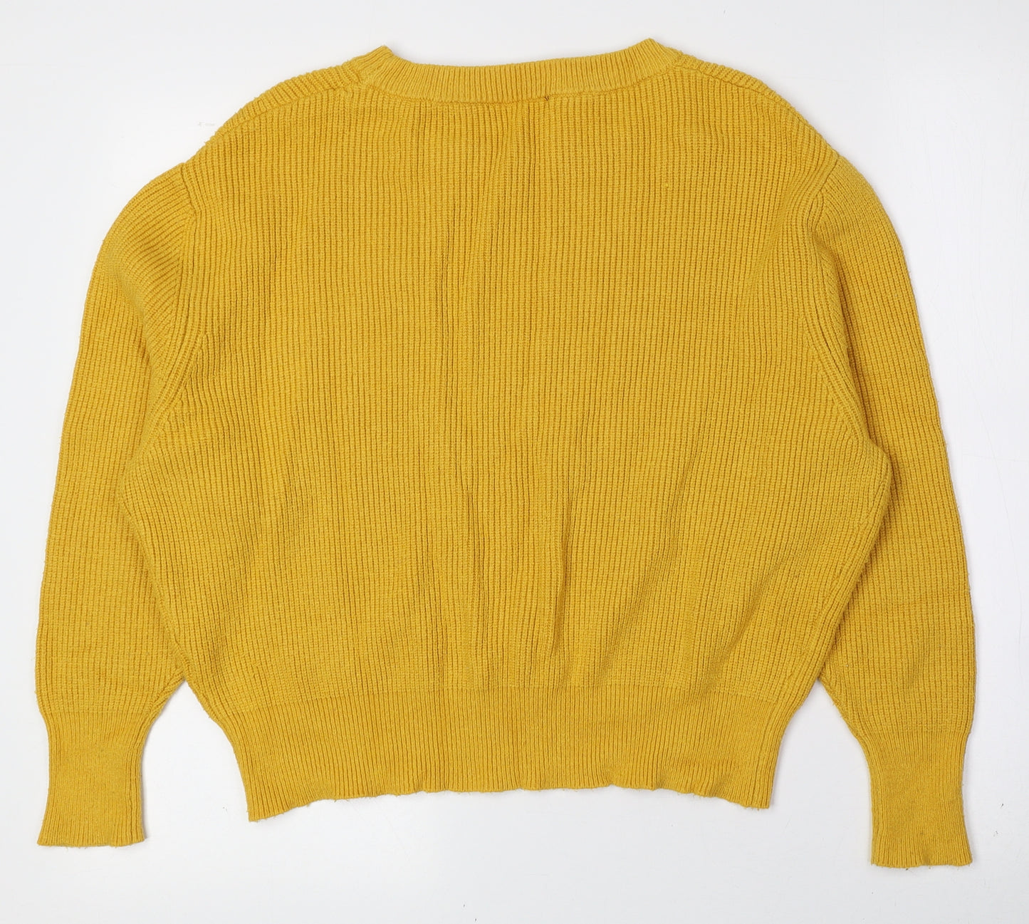 Zara Knit Womens Yellow Crew Neck Viscose Pullover Jumper Size S