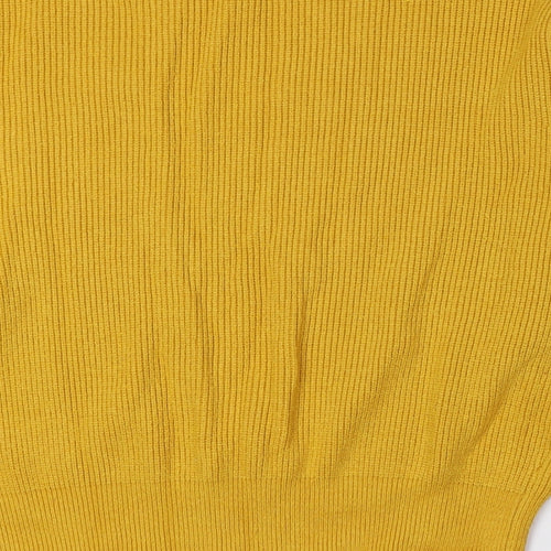 Zara Knit Womens Yellow Crew Neck Viscose Pullover Jumper Size S