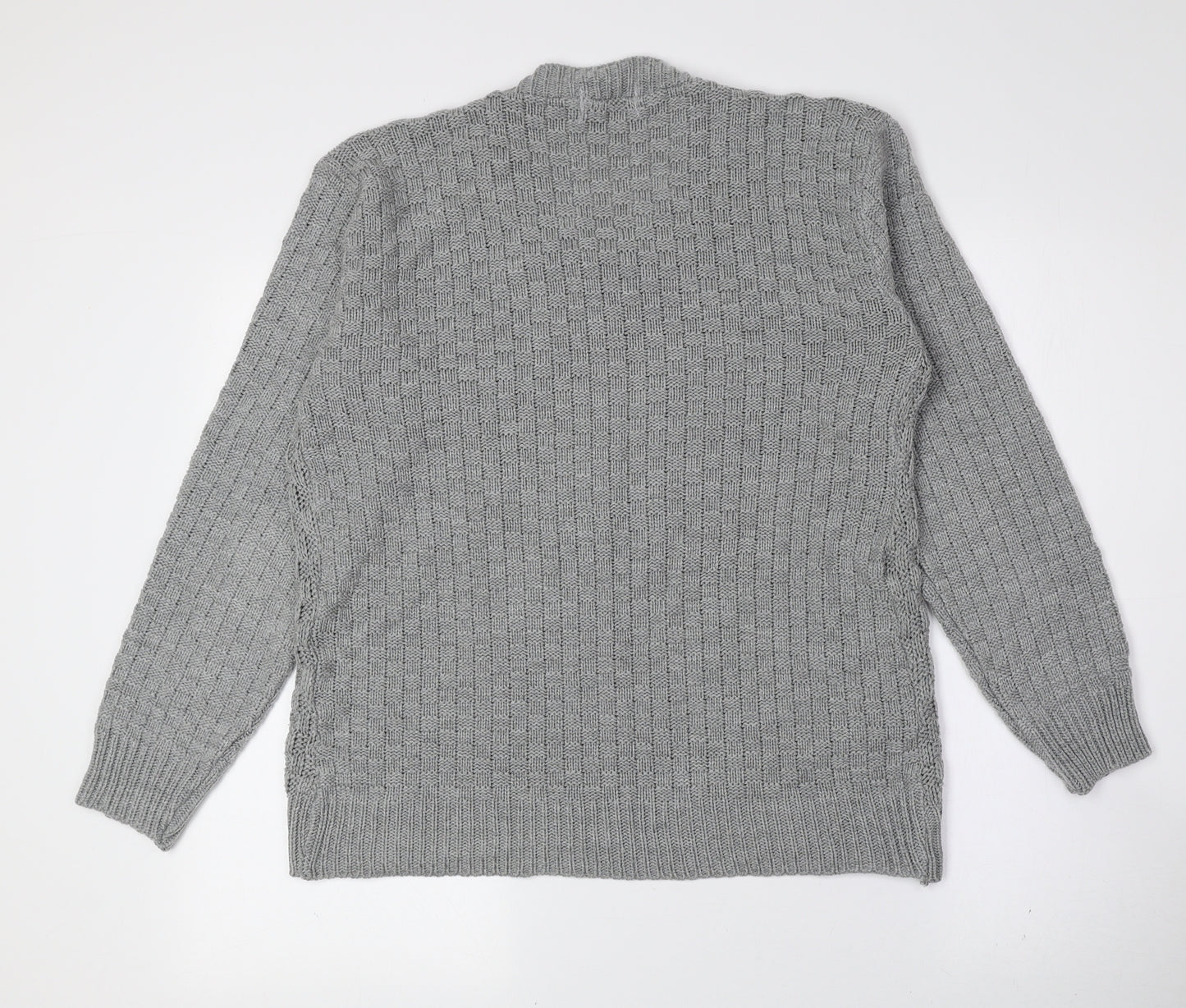BE JEALOUS Mens Grey Crew Neck Acrylic Pullover Jumper Size M