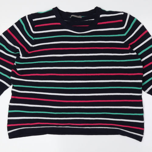 First Avenue Womens Multicoloured Round Neck Striped Polyester Pullover Jumper Size L